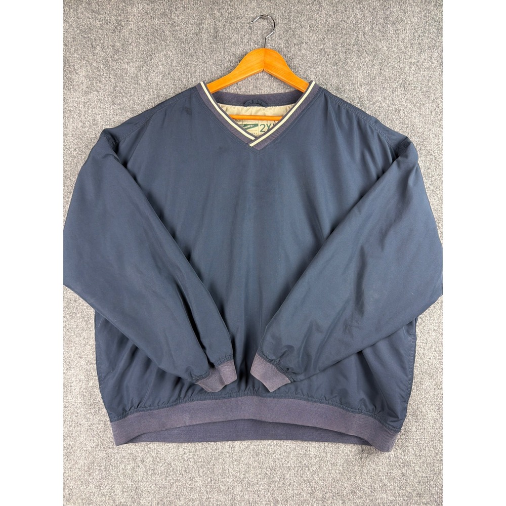 Vintage Crest Signature Collection Navy Blue V-Neck Windbreaker Pullover 2XL